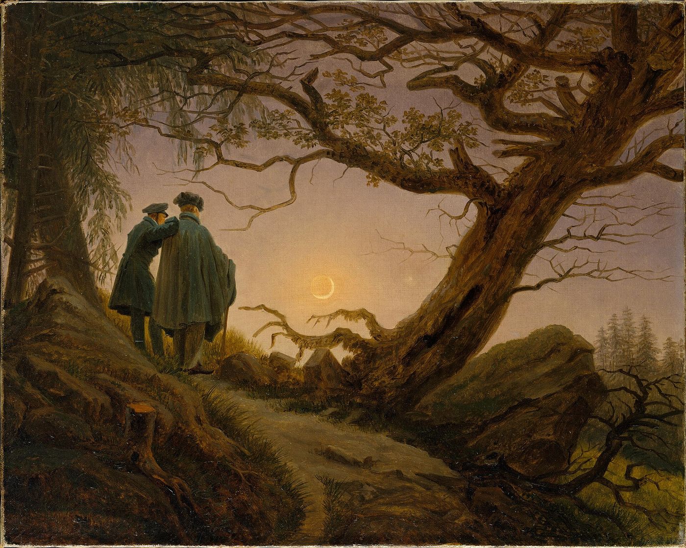 Caspar David Friedrich, Two Men Contemplating the Moon — two people, one view